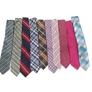 LOT OF 10 MEN DRESS TIES COLORFUL ELEGANT CHIC OFFICE ATTIRE PROFESSIONALISM